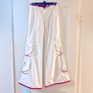 Vintage MacGirl Wide Flared White Rave Pants Y2K Cargo 28/31” Sz 7